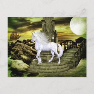 Cartão Postal Cartão-postal de beleza branca Unicorn