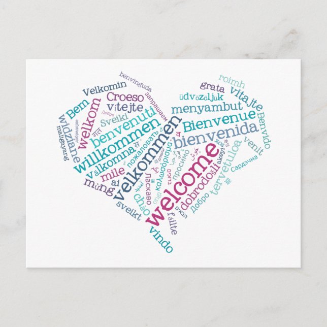 Cartão Postal Cartão-postal de boas-vindas (muitos idiomas) (Frente)