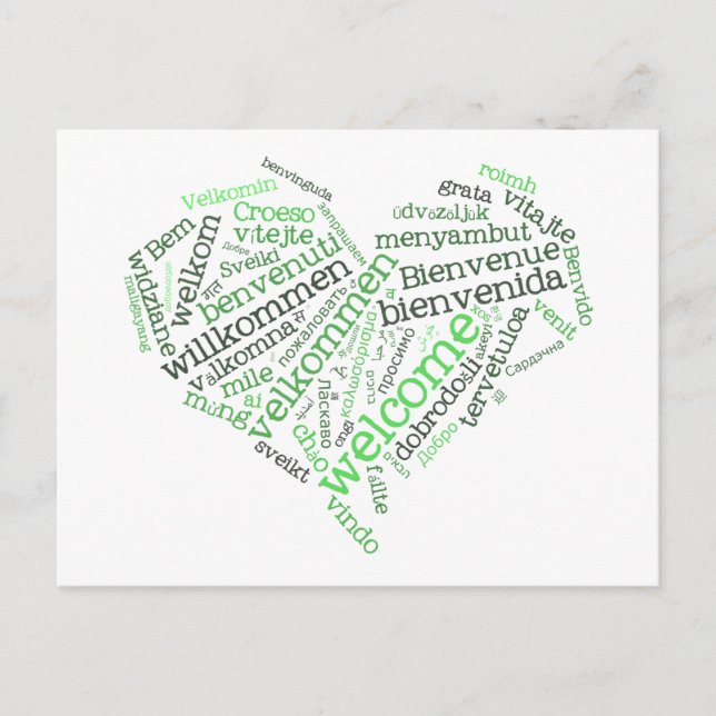 Cartão Postal Cartão-postal de boas-vindas (muitos idiomas) (Frente)
