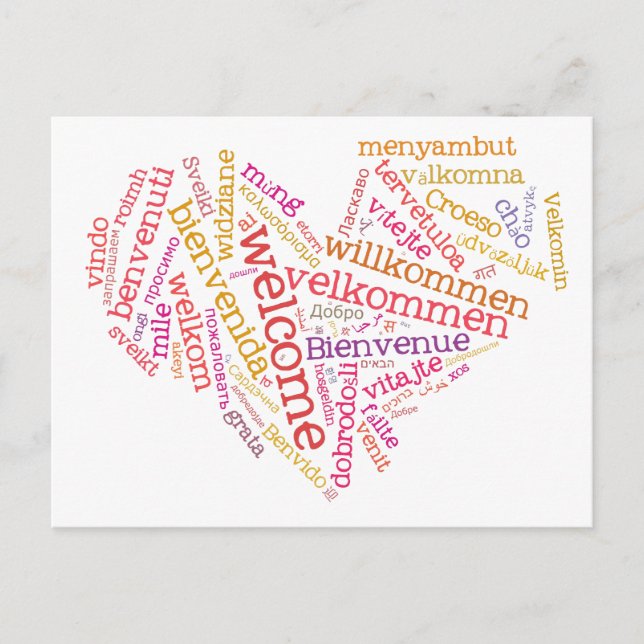 Cartão Postal Cartão-postal de boas-vindas (muitos idiomas) (Frente)