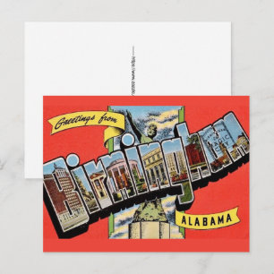 Cartão Postal Cartão-postal de Boas-vindas Vintage Birmingham AL