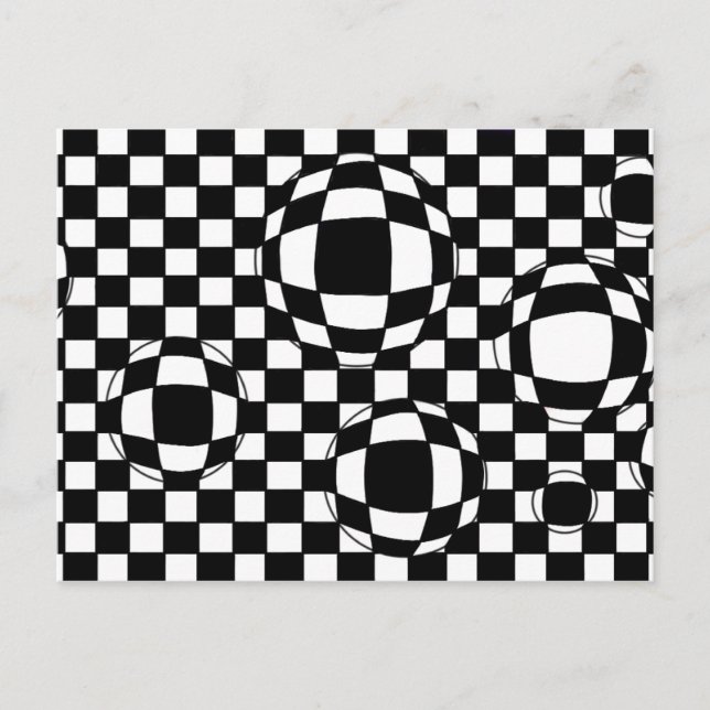 Cartão Postal Cartão-postal de bolhas brancas e pretas (Frente)