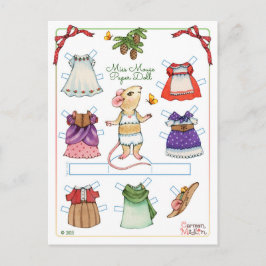 Cartão Postal Cartão-postal de Boneca de Papel para Mouse