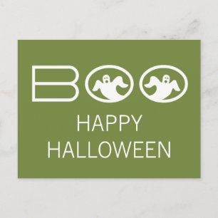 Cartão Postal Cartão-postal de Boo Halloween, Ghosted, Verde e B