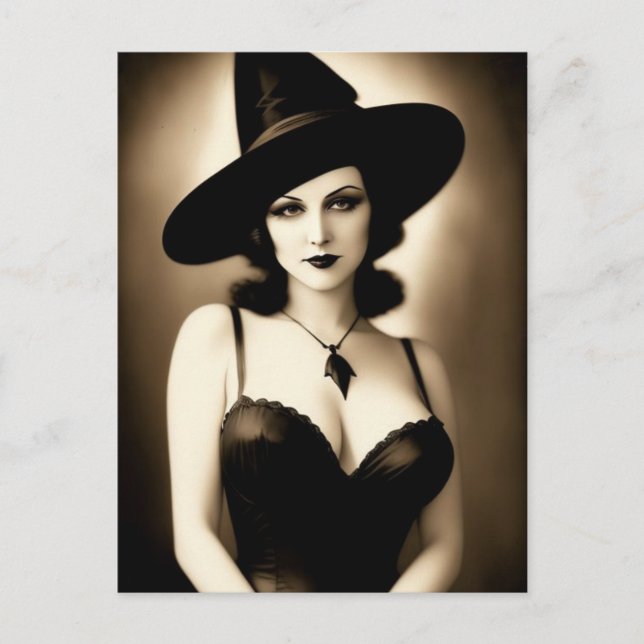 Cartão Postal Cartão-postal de Bruxa de Halloween Assombrado (Frente)