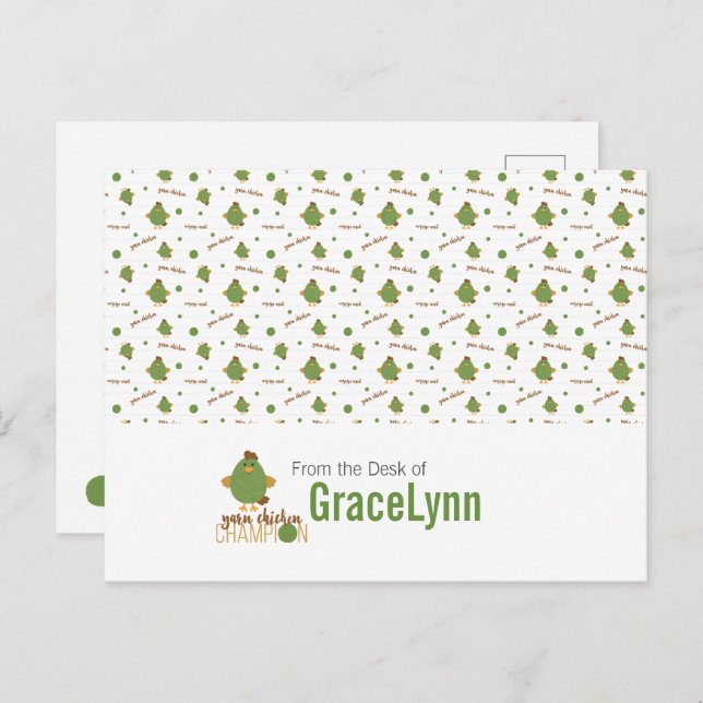 Cartão Postal Cartão-postal de campeão de frango verde e castanh (Frente/Verso)