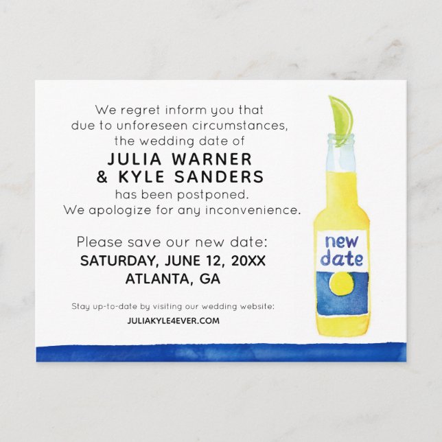 Cartão Postal Cartão-postal de casamento adiado (Frente)