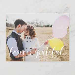 Cartão Postal Cartão-postal de casamento de script Obrigado