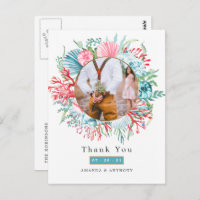 Cartão-postal de Casamento de Verão na Praia com T