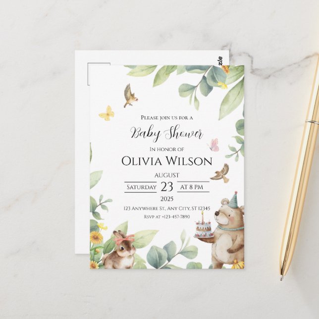 Cartão Postal Cartão-postal de Chá de fraldas de Aves Claras Ilu (Frente/Verso In Situ)