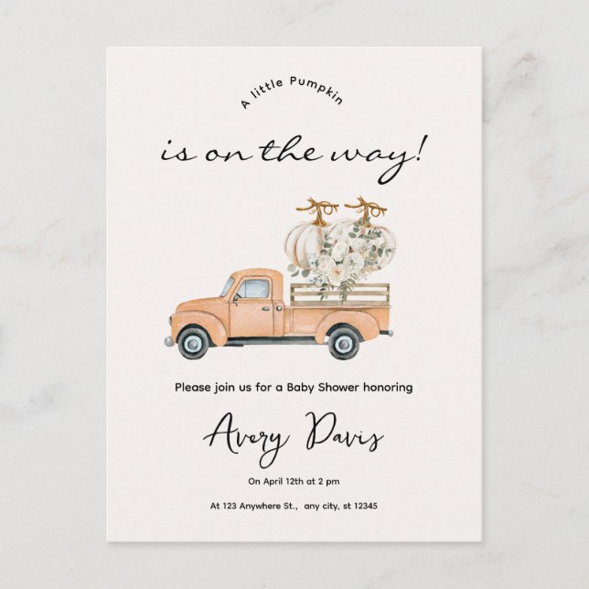 Cartão Postal Cartão-postal de Chá de fraldas de Pumpkin de Qued (Frente)