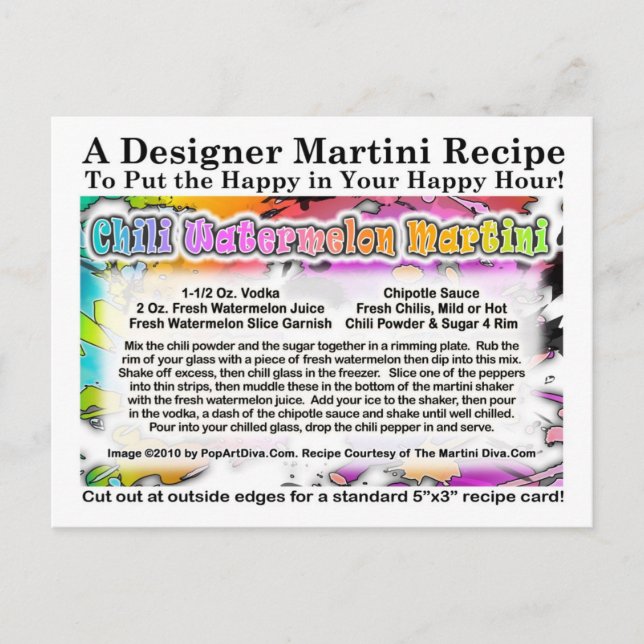 Cartão Postal Cartão-postal de Chili Watermelon Martini (Frente)