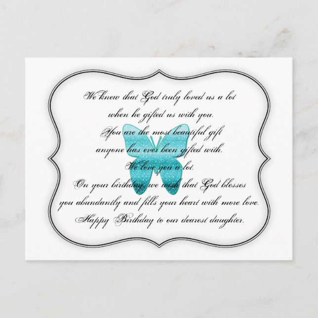 Cartão Postal Cartão-postal de citação de aniversário da filha (Frente)