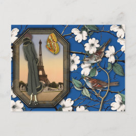 Cartão Postal Cartão-postal de colagem em torre Floral e Eiffel 