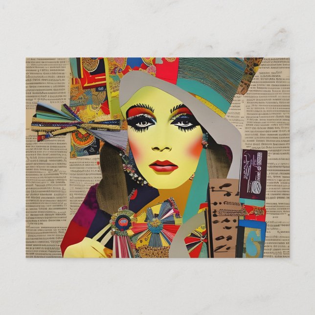 Cartão Postal Cartão-postal de Colagem Mídia Mistura de Rosto da (Frente)