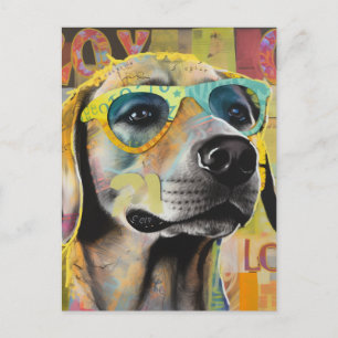 Cartão Postal Cartão-postal de colagem única do cão nos óculos