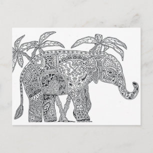 Cartão Postal cartão-postal de cor para adultos com elefante de