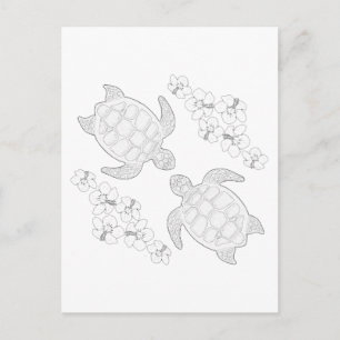 Cartão Postal Cartão-postal de cor para adultos com tartarugas 