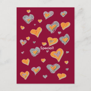Cartão Postal Cartão-postal de coração desenhado à mão especial
