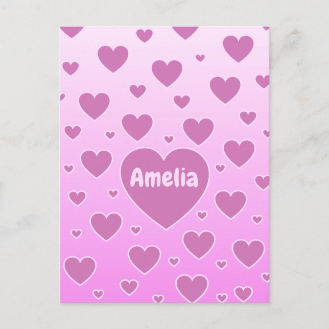 Cartão Postal Cartão-postal de Corações Rosa (Frente)