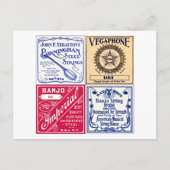 Cartão Postal Cartão-postal de Cordas de Banjo (Frente)