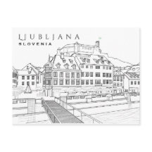 Cartão-postal de desenho Ljubljana