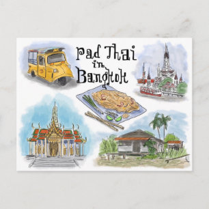 Cartão Postal Cartão-postal de desenho viagem: Pad Thai em Bang