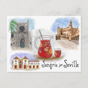 Cartão Postal Cartão-postal de desenho viagem: Sangria na Espanh