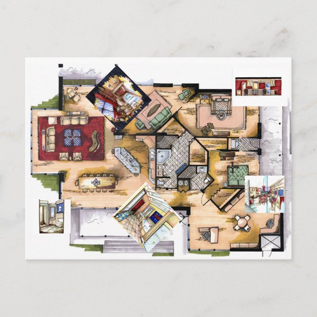 Cartão Postal Cartão-postal de Design Interior (Frente)