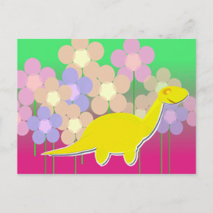Cartão Postal Cartão-postal de Dinossauro e Flores