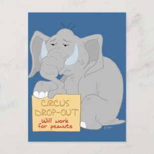 Cartão Postal Cartão-postal de Elefante Circus Desempregado