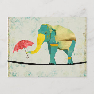Cartão Postal Cartão-postal de Elefante Gracioso do ouro
