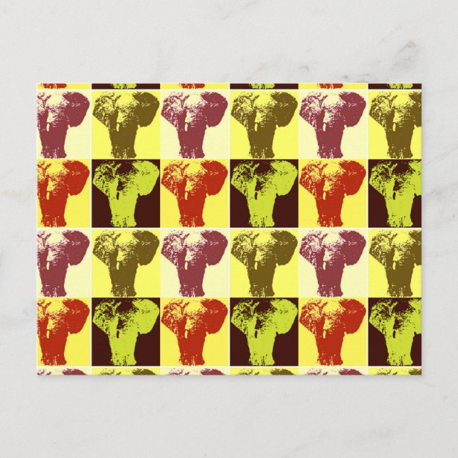 Cartão Postal Cartão-postal de elefante pop Art (Frente)