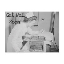 Cartão-postal de Enfermeira e Máquina de Digitaliz