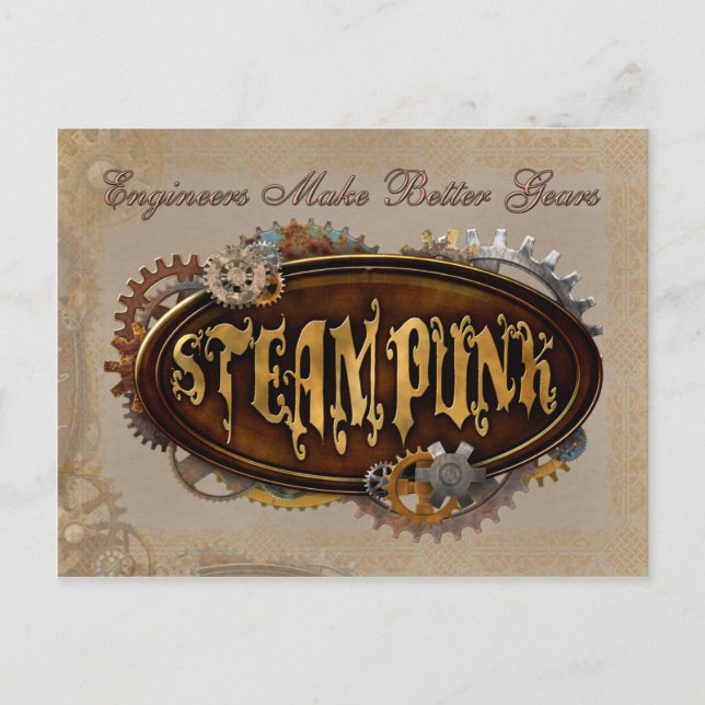 Cartão Postal Cartão-postal de Engenheiros Steampunk (Frente)