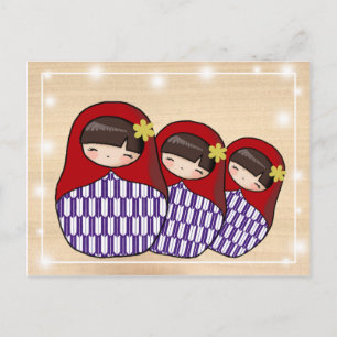 Cartão Postal Cartão-postal de Estilo Japonês Matryoshka