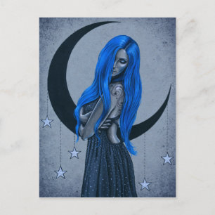 Cartão Postal Cartão-postal de fantasia de lua azul Celestial