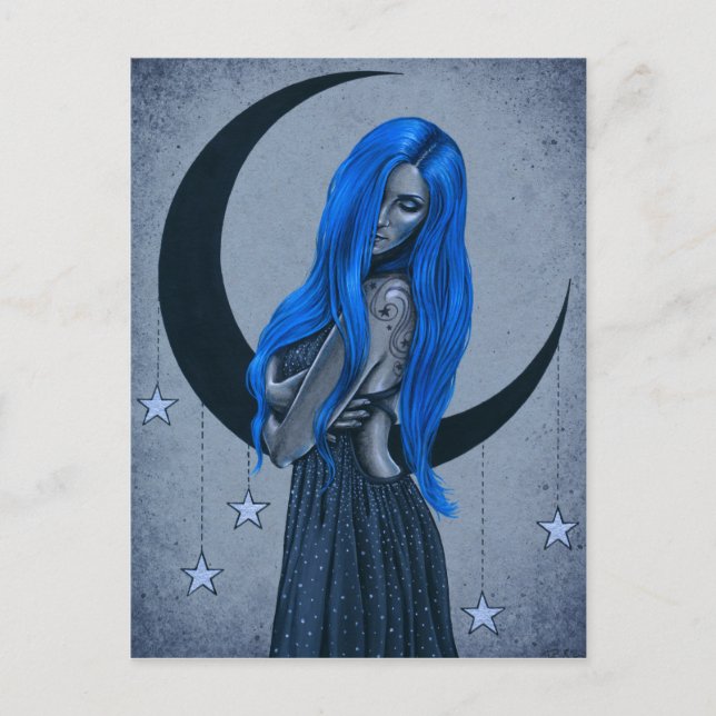 Cartão Postal Cartão-postal de fantasia de lua azul Celestial (Frente)