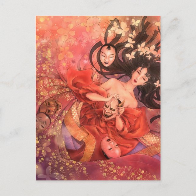 Cartão Postal Cartão-postal de fantasia japonês Noh Mask (Frente)