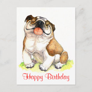 Cartão Postal Cartão-postal de Feliz Aniversário Bulldog Puppy