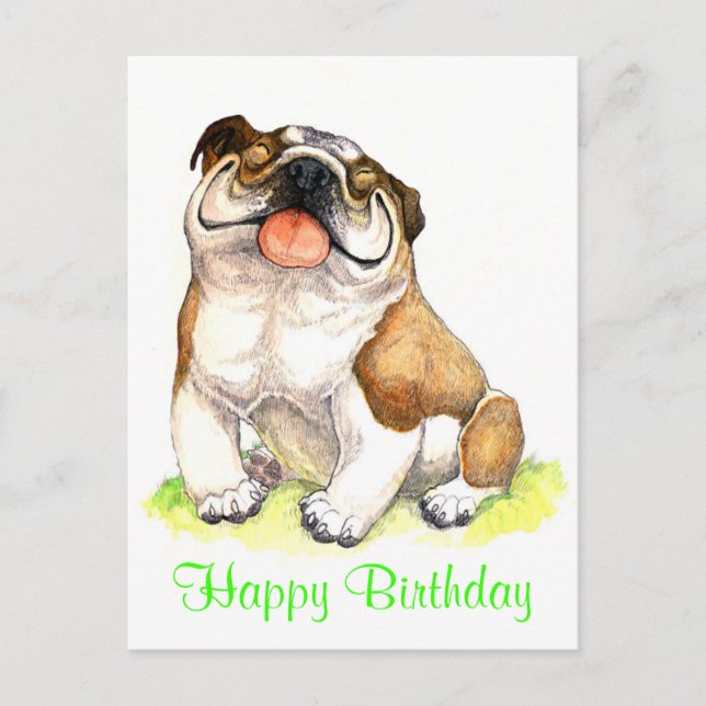 Cartão Postal Cartão-postal de Feliz Aniversário Bulldog Puppy S (Frente)