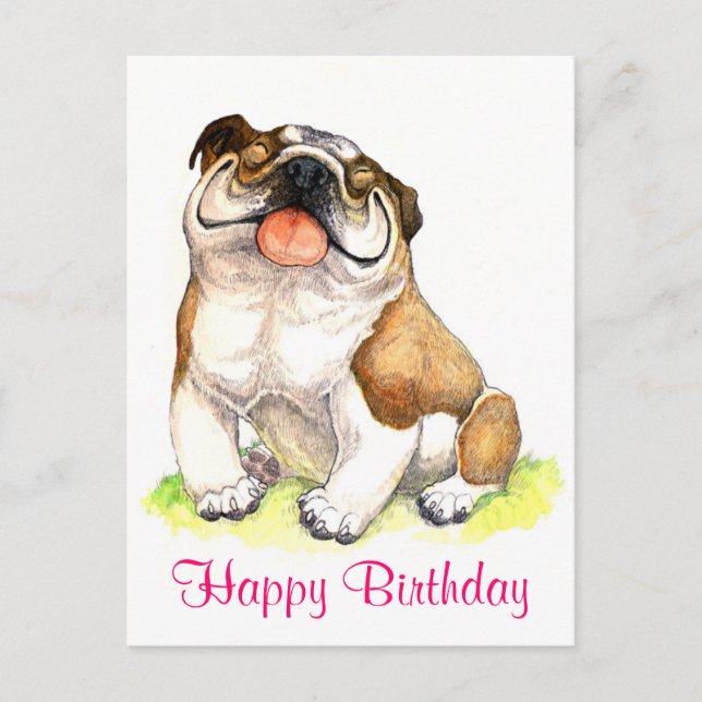Cartão Postal Cartão-postal de Feliz Aniversário Bulldog Puppy S (Frente)