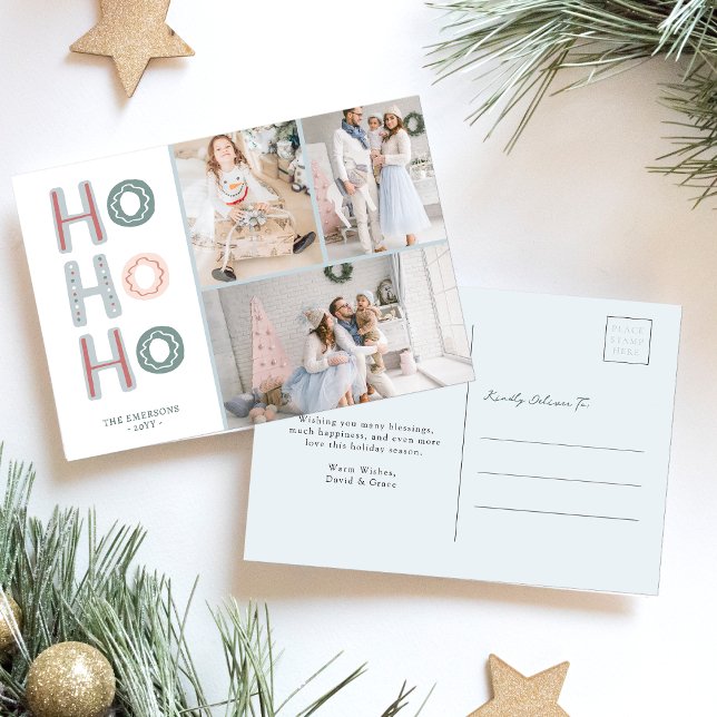 Cartão Postal Cartão-postal de Feriado de Colagem de Fotografias (Photo Collage Holiday Postcard
)