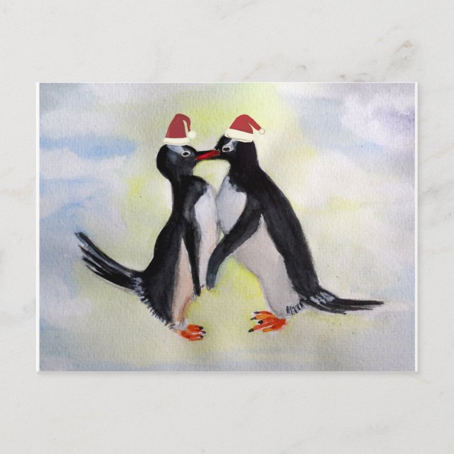 Cartão Postal Cartão-postal de férias de pinguins (Frente)
