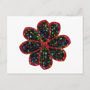 Cartão Postal Cartão-postal de Flor Preto e Vermelho com Brilho