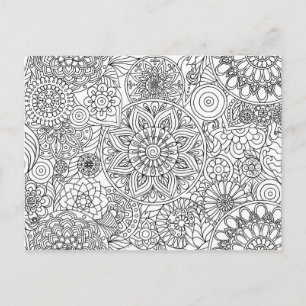 Cartão Postal Cartão-postal de Forma Mandalas para Coloração 