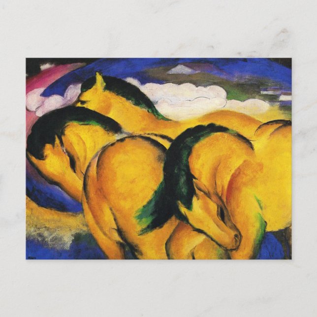 Cartão Postal Cartão-postal de Franz Marc Little Yellow Horses (Frente)