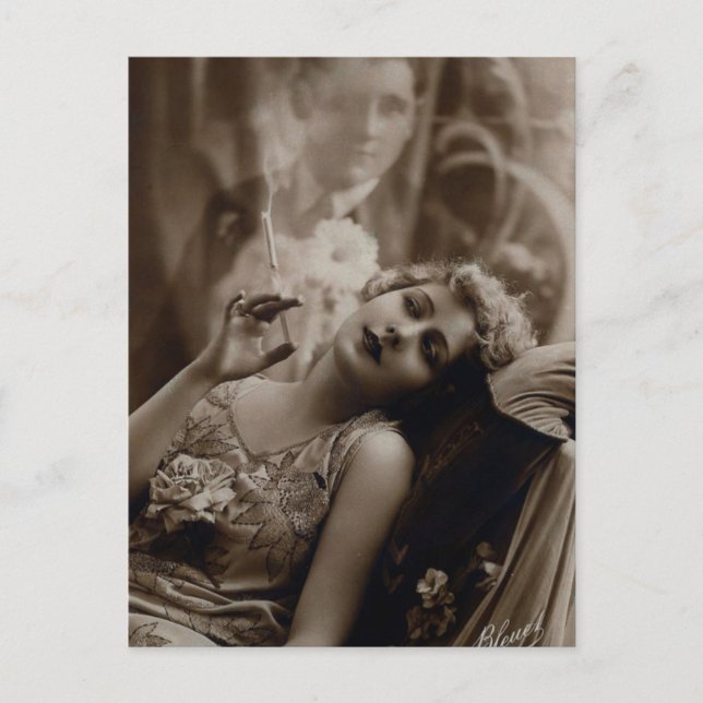 Cartão Postal Cartão-postal de fumante de mulher do 1920 Art Dec (Frente)