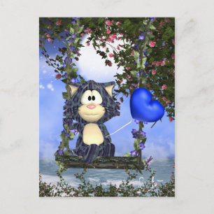 Cartão Postal Cartão-postal de Gato Azul, Cartão-postal Bonito