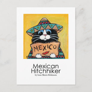 Cartão Postal Cartão-postal de gato-do-gato mexicano hitchhiker